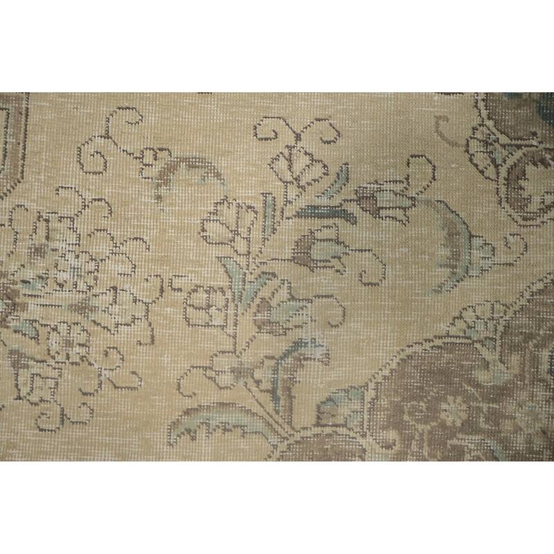 Hand Knotted Oriental 100% Wool Carpet Traditional Floral Beige & Ivories Tabriz Area Rug - 11' 8'' X 8' 1''
