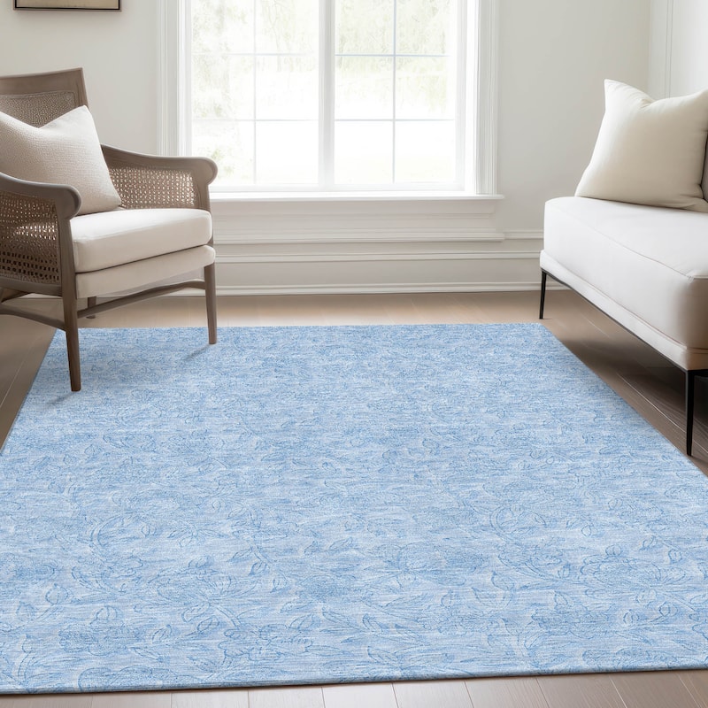 Machine Washable Indoor/ Outdoor Chantille Floral Farmhouse Rug