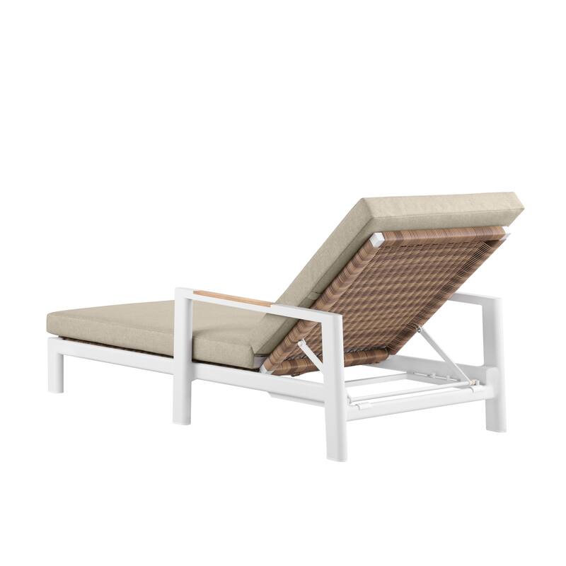 Arlo Teak & Wicker Aluminum Dual-Use Outdoor Chaise Lounge (Set of 2)
