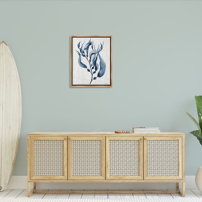 Stupell Delicate Waving Herb Leaves Framed Floater Canvas Wall Art Design By Carol Robinson