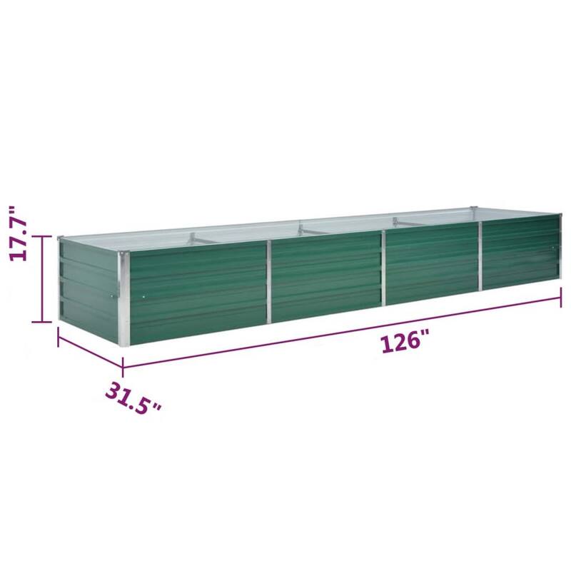 Outdoor Raised Garden Flower Bed, 126 Inch Green Galvanized Steel
