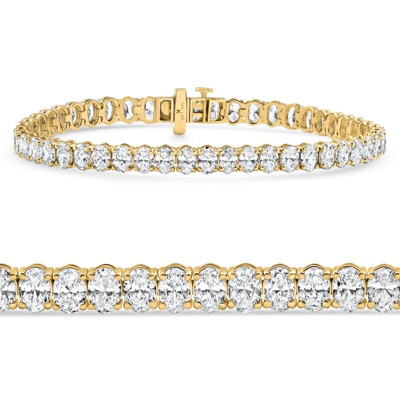 Bliss Diamond 6Ct Oval Cut Diamond Tennis Bracelet Yellow Gold Lab Grown 7"