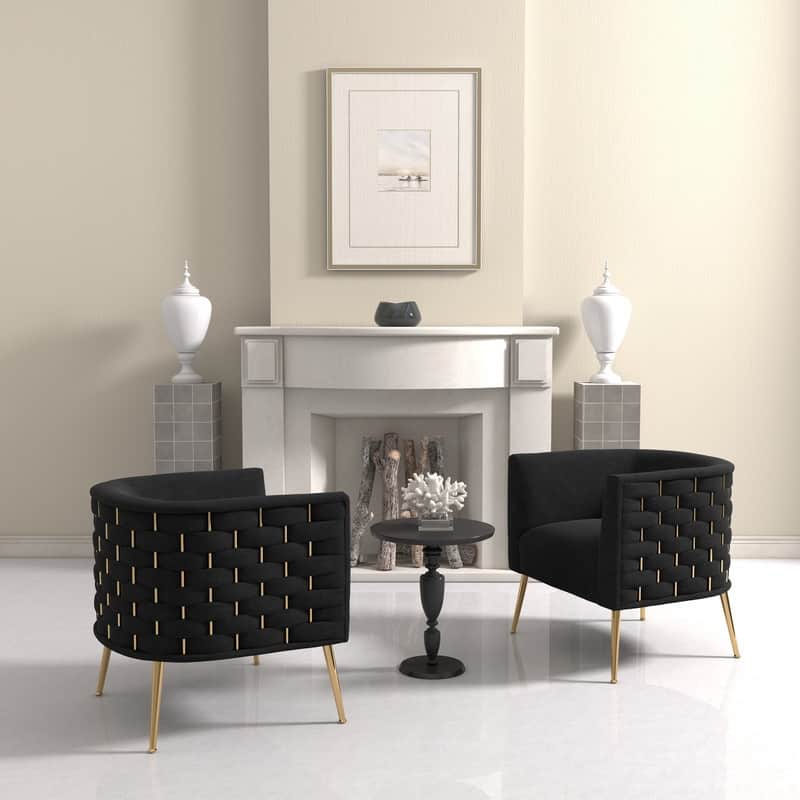 SEYNAR Mid-Century Modern Velvet Round Accent Chair for Living Room, set of 2