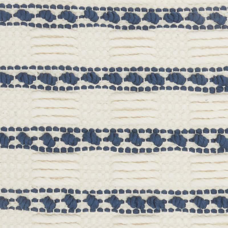 Navy Blue and Ivory Textured Stripes Throw Pillow