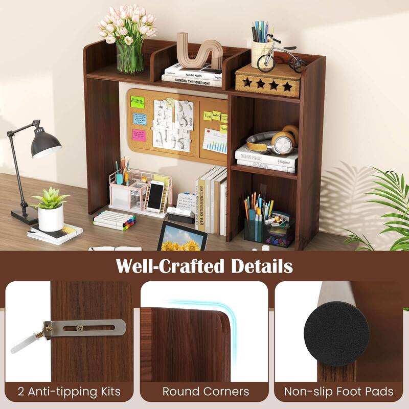 Costway Desk Bookshelf Desktop Storage Organizer Display Shelf Rack