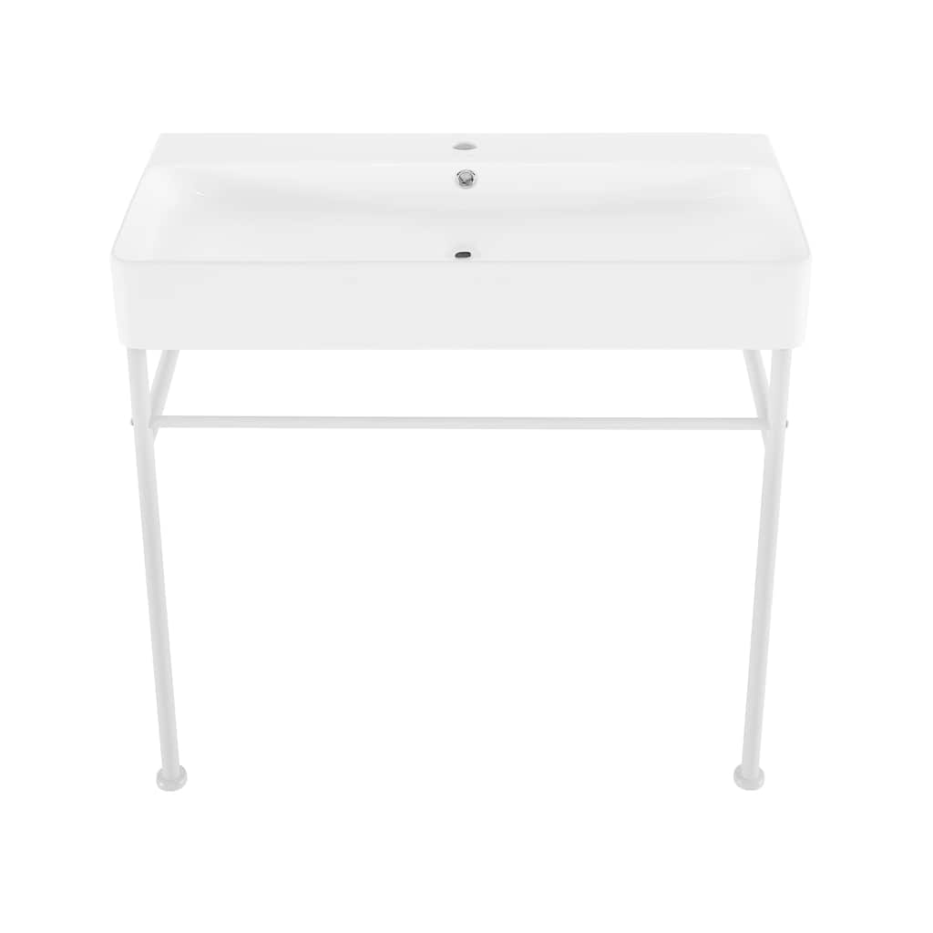 Charme 36 Ceramic Console Sink White Basin Matte White Legs - 36" x 16" 35"