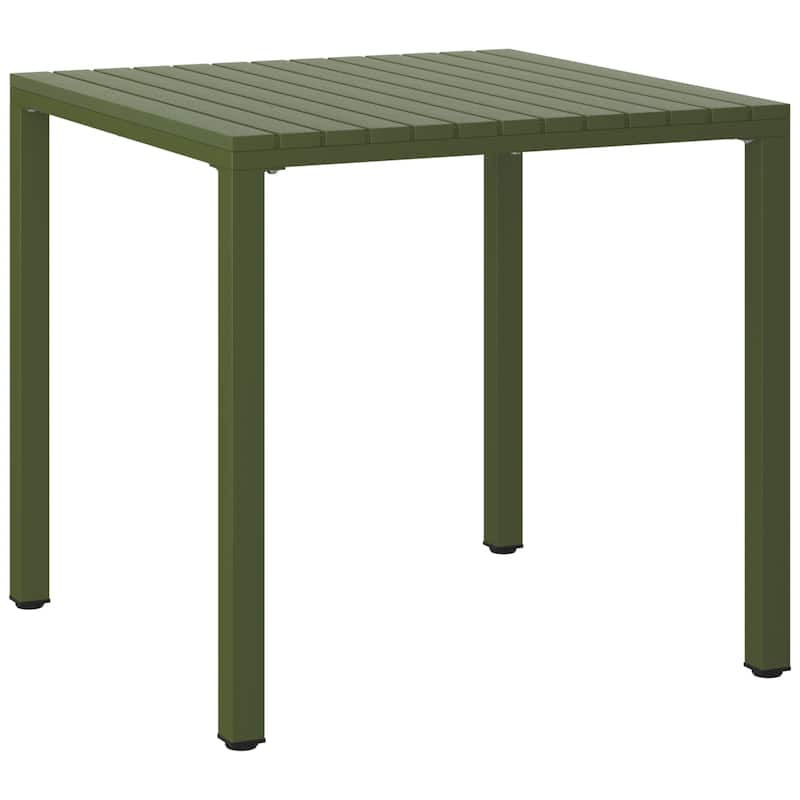 Frond and Form 31.5 Inch Outdoor Square Dining Table with Metal Frame - Olive Green