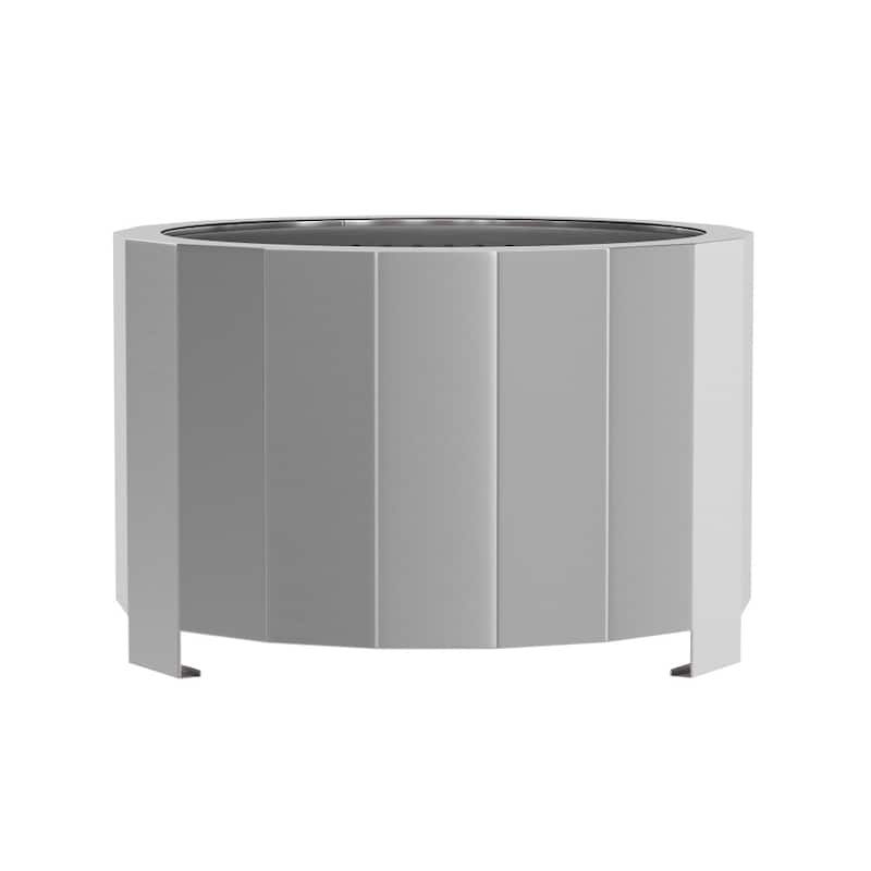 Commercial Grade 27" Outdoor Smokeless Wood Burning Portable Fire Pit - 27"D x 27"W x 17.75"H - Silver