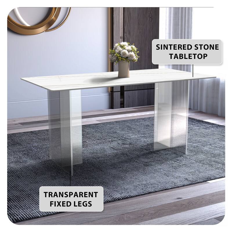 Kova Rectangular Dining Table with Sintered Stone/Glass Top