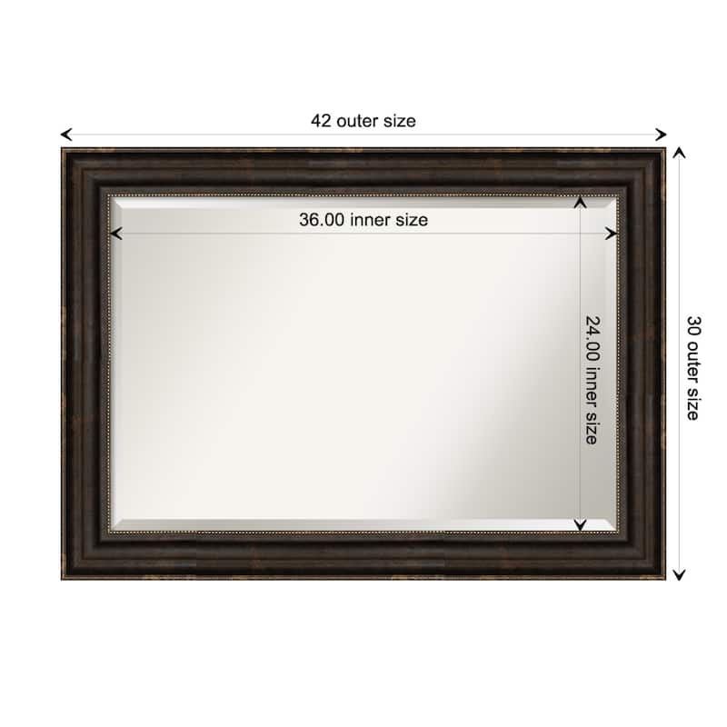 Beveled Bathroom Wall Mirror - Stately Bronze Frame - Stately Bronze - 42 x 30 in