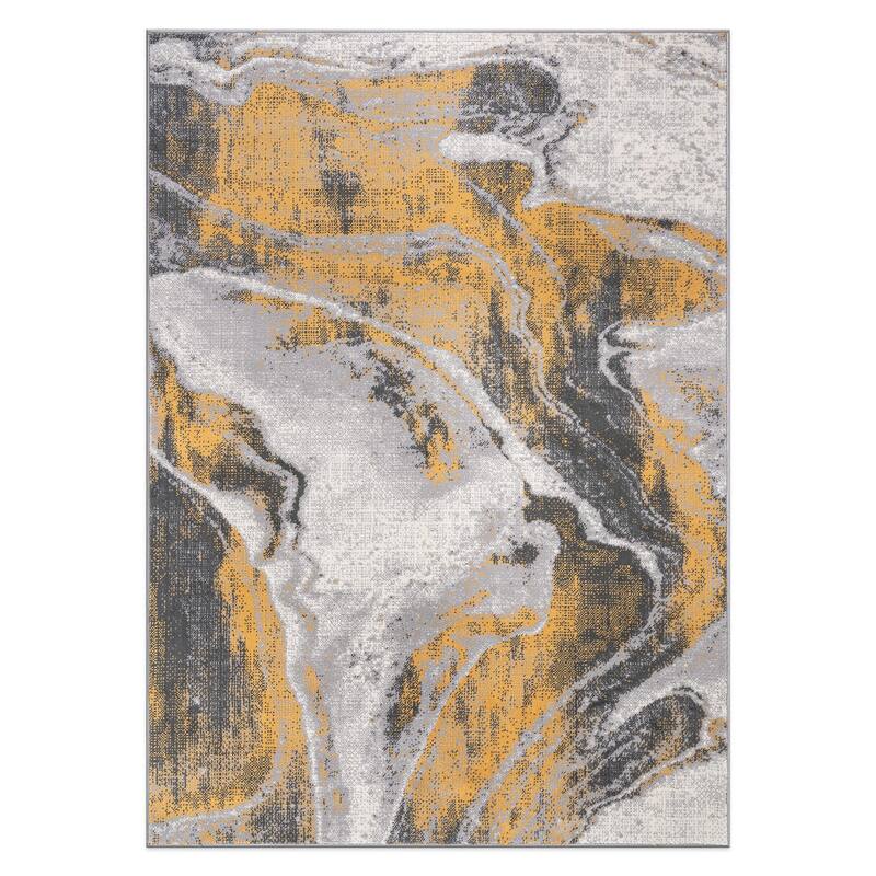 World Rug Gallery Distressed Contemporary Abstract Watercolor Area Rug