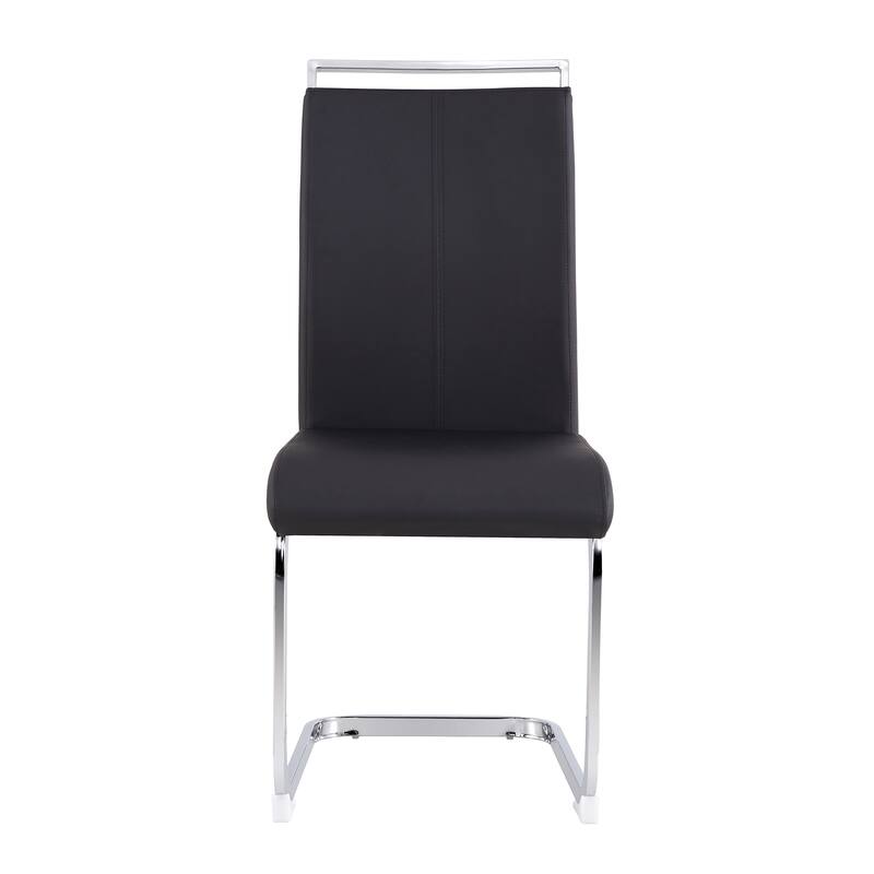 Modern PU Faux Leather High Back Dining Chairs with Chrome Metal Legs, Versatile for Multiple Rooms.