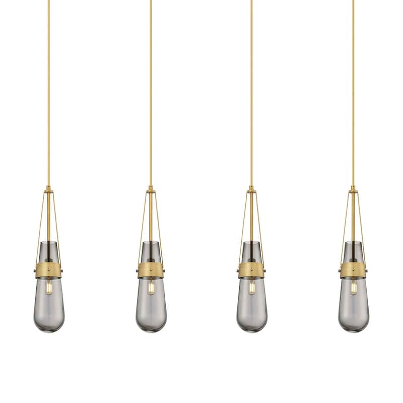 Innovations Lighting 124-452-1P-21-49 Milan Pendant Milan 4 Light 49" - Brushed Brass / Light Smoke