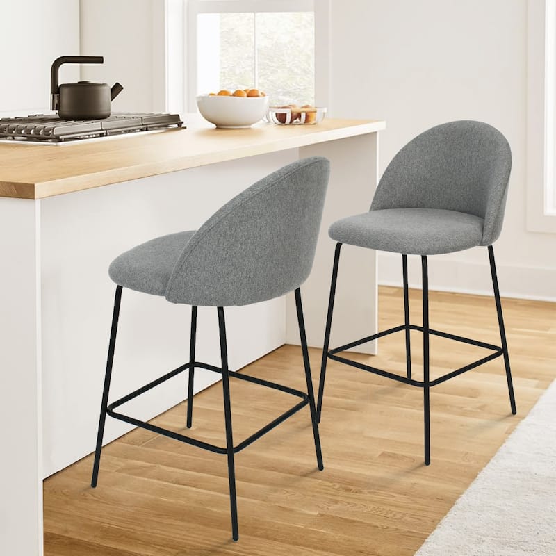 Nano Upholstered 25 inch Metal Frame Counter Stool (Set of 2) - 36"x19"x18"