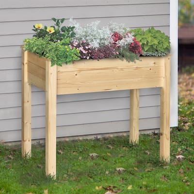 Outsunny 2.8 ft. x 18" Raised Garden Bed Wooden Planter Box for Limited Spaces