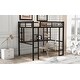 preview thumbnail 3 of 10, Full Size Loft Bed with Desk and Shelves, Metal & MDF Frame, Black