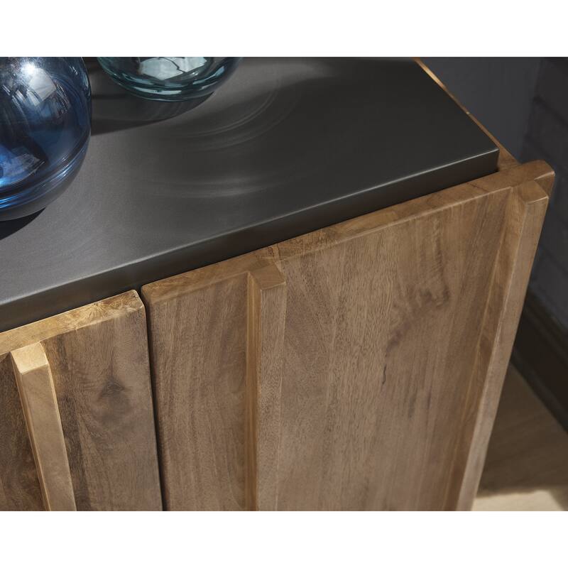 Signature Design by Ashley Quintavious Light Brown/Gray Accent Cabinet - 66" W x 18" D x 33.63" H