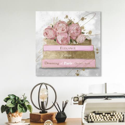 Oliver Gal 'Floral Fashion Books' Glam Pink Wall Art Canvas Print