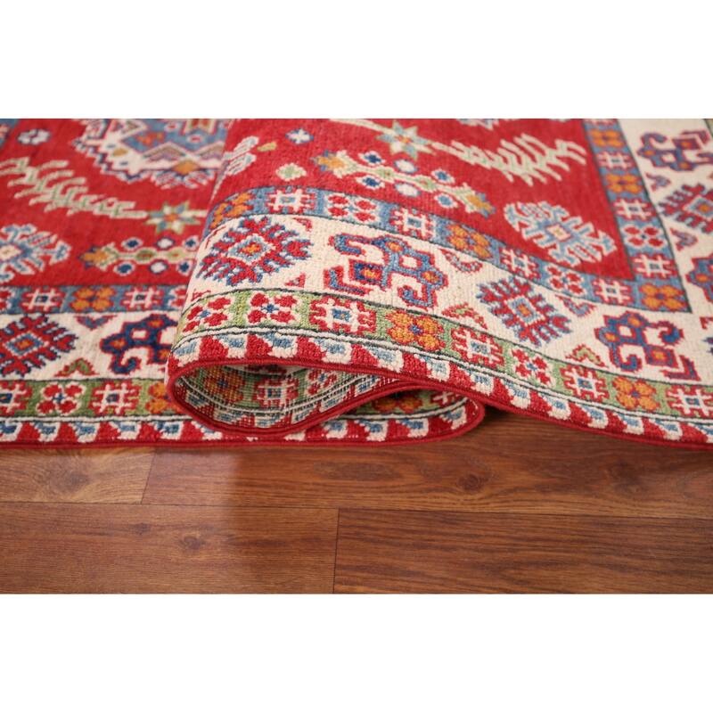 Red Kazak Oriental Accent Rug Handmade Wool Carpet - 3'2" x 5'6"