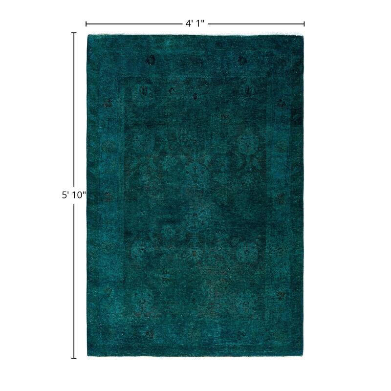 Fine Vibrance One-of-a-Kind Hand-Knotted Area Rug - Green, 4' 1" x 5' 10" - 4' 1" x 5' 10"