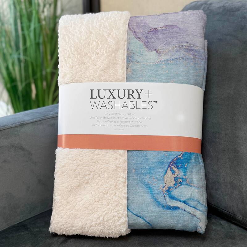 Premium Machine Washable Modern Abstract Sherpa Throw Blanket