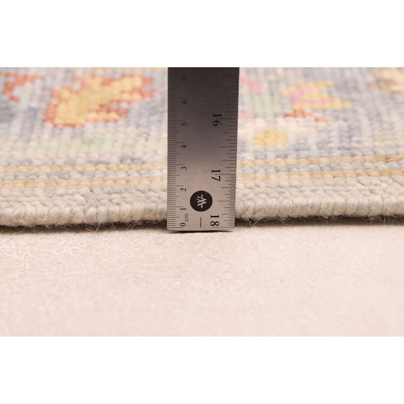 ECARPETGALLERY Hand-knotted Modern Oushak Light Grey Wool Rug - 2'8 x 7'11