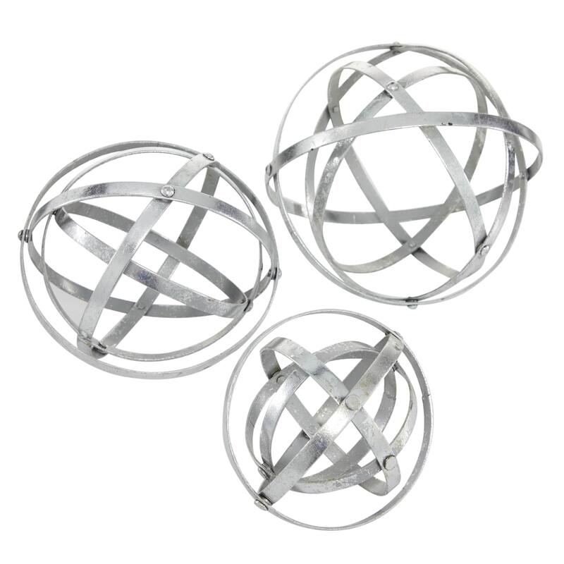 Metal Geometric Sculpture - Set of 3 Silver - Roche River Decor