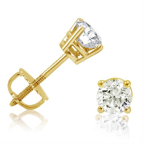 Amanda Rose Collection 1/2ct tw Diamond Earrings in 14K Yellow Gold with Screw Backs