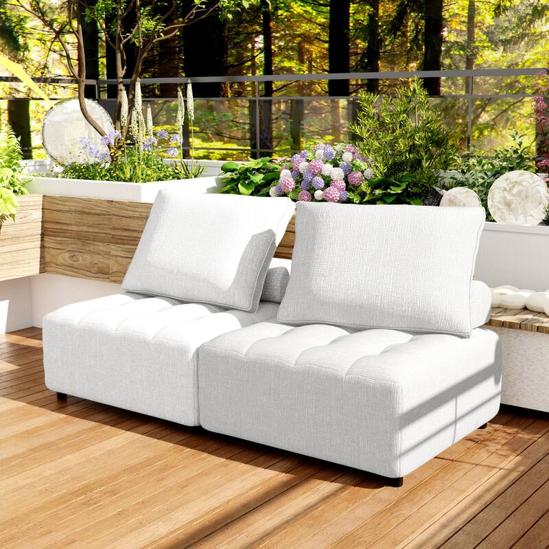 Modular Sofa with Aluminum Structure, Support and Back Cushion Cover-Removable, Fade-resistant, Waterproof Sofa Cover Included
