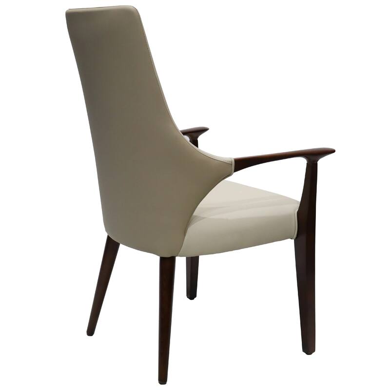 Elm Leather Dining Chair with Ash Wood Legs for Modern Kitchen and Dining Room Accent Arm Chair Set of 2