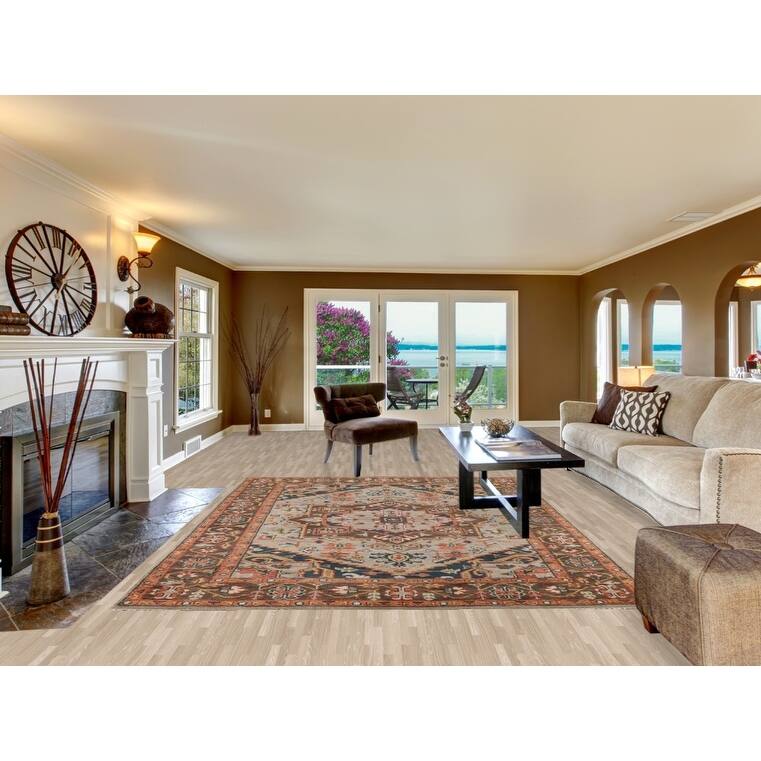 Heriz Serapi Indian Area Rug Handmade Oriental Grey Wool Carpet - 7'9" x 10'1"
