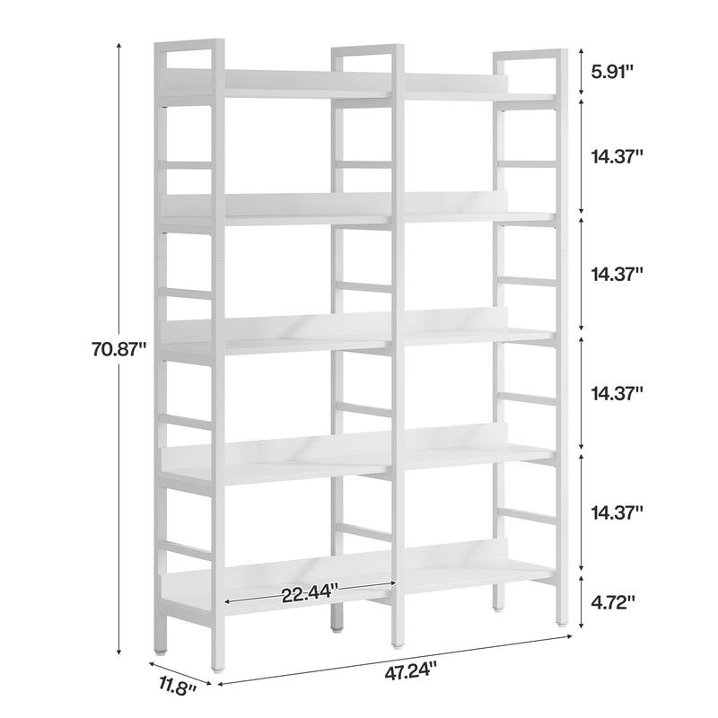 5-Tier Industrial Bookshelf, Wood and Metal