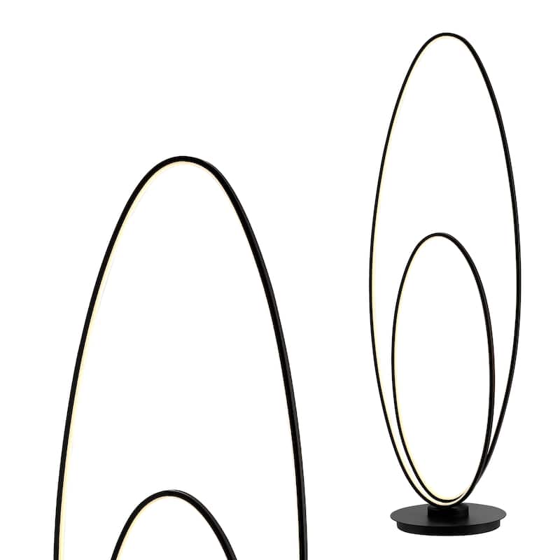 Looper 47" Metal Modern Contemporary Oval Dimmable Integrated LED Floor Lamp, Black by JONATHAN Y - 47" - Black
