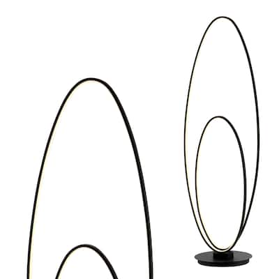 Looper 47" Metal Modern Contemporary Oval Dimmable Integrated LED Floor Lamp, Black by JONATHAN Y