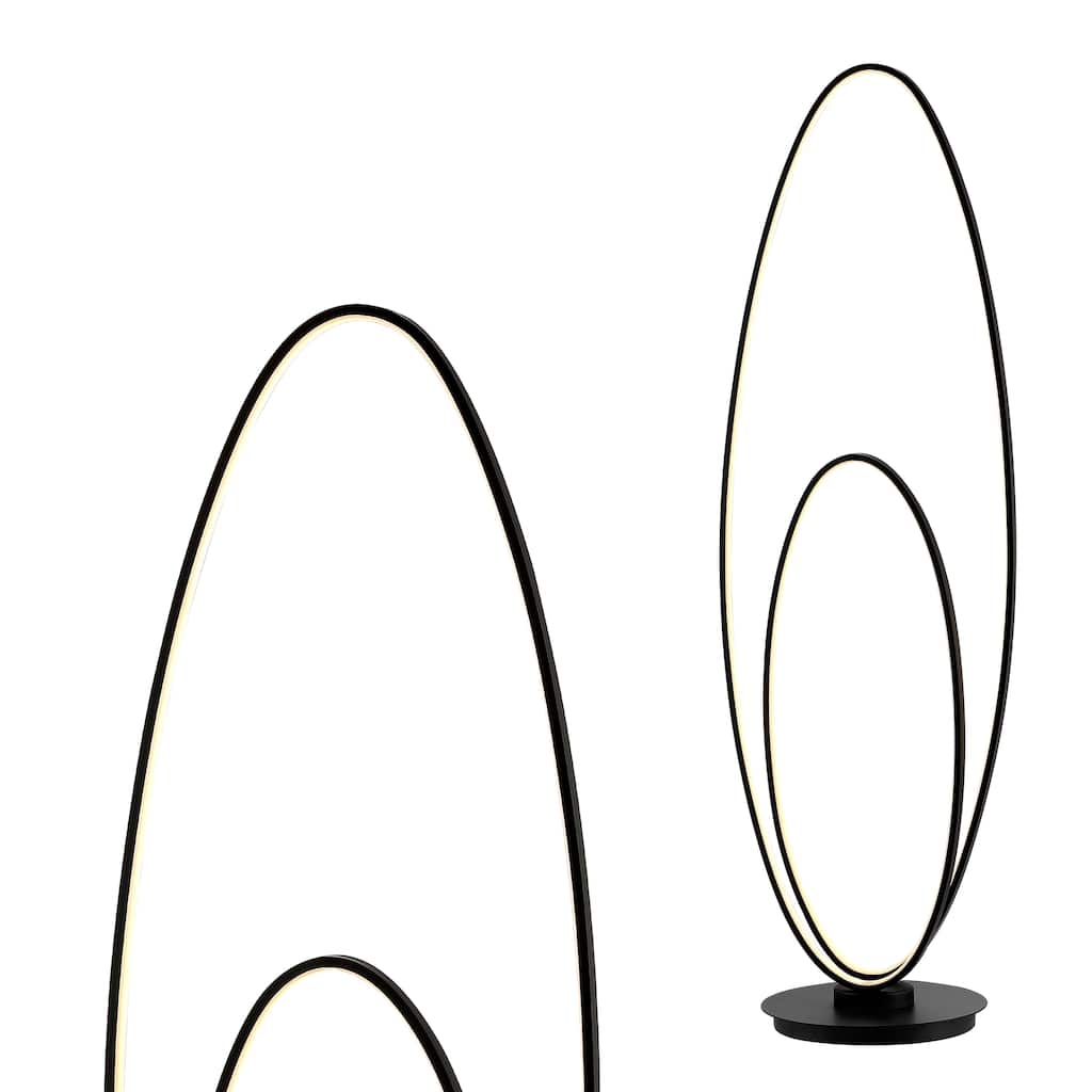 Looper 47" Metal Modern Contemporary Oval Dimmable Integrated LED Floor Lamp, Black by JONATHAN Y
