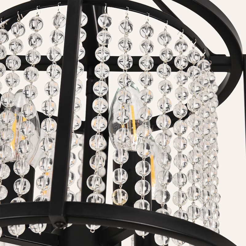 4-light Crystal Decor Flush Mount Light - Matte Black
