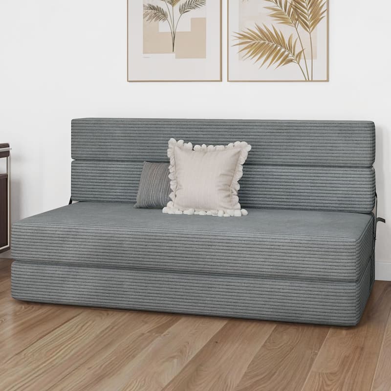 Moasis Convertible Folding Sofa Bed, Corduroy Fabric Fold Out Sleeper Chair - Queen