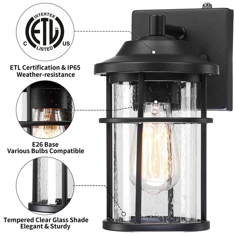 1-Light Black Dusk-to-Dawn Outdoor Wall Light