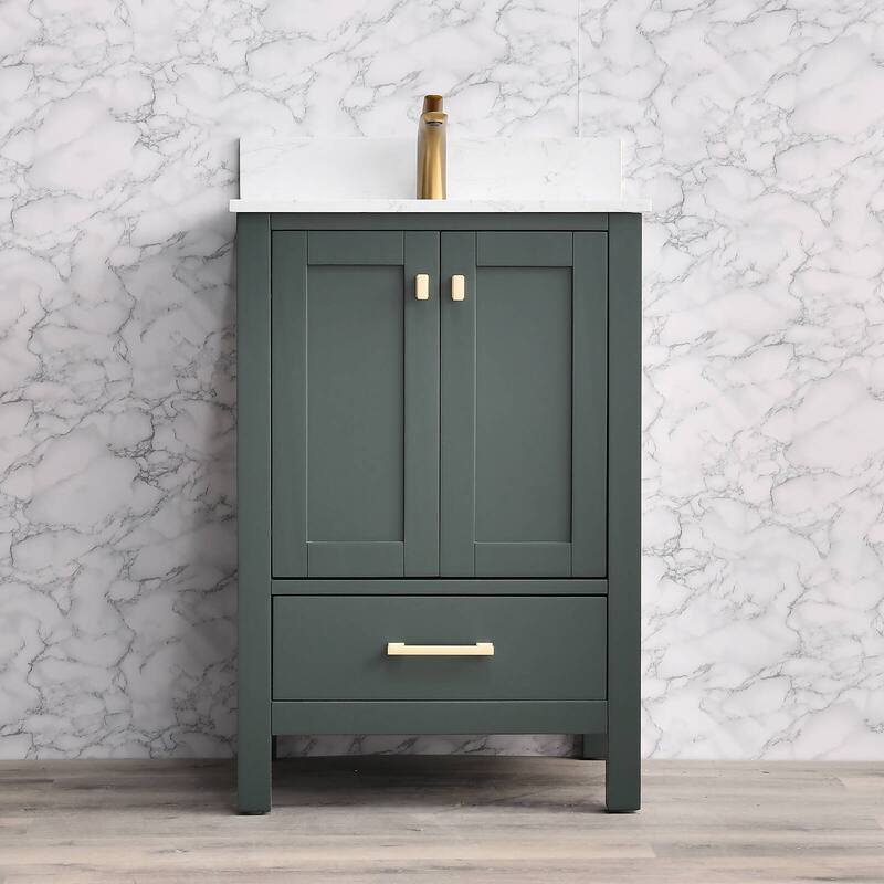 Prismora 24 in. Juniper Green Vanity with Countertop & Splash, Single Sink
