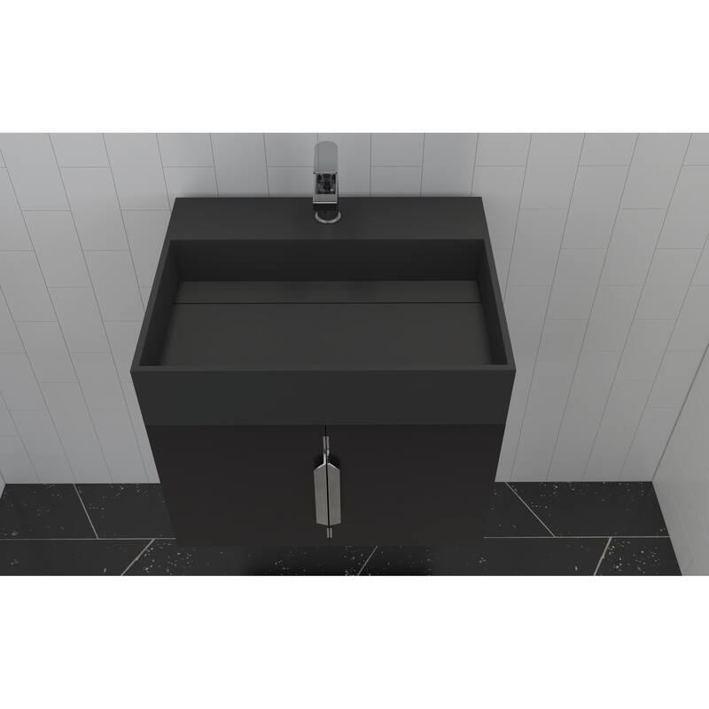 Amazon 24" Wall Mounted Bathroom Vanity Set w/ Black Top