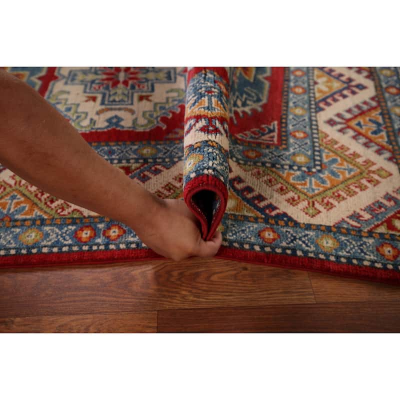 Traditional Kazak Accent Rug Hand-Knotted Red Wool Carpet - 3'3" x 5'4"