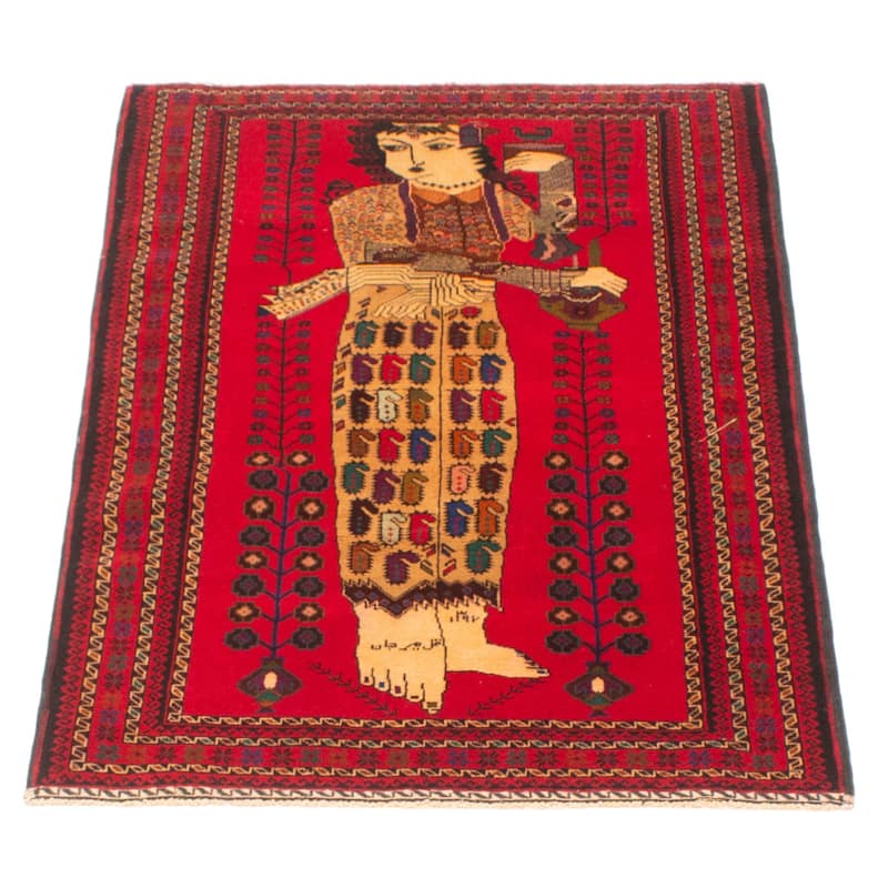 Teimani Red Rug 2'11" x 4'10" - 2'11 x 4'10