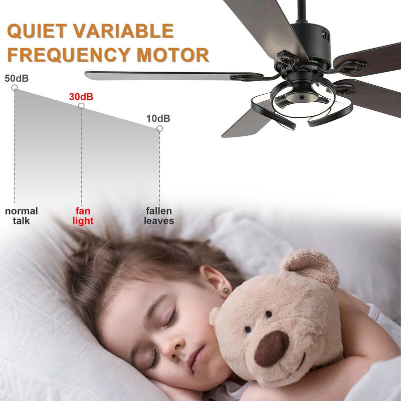 Bella Depot 52" Modern Ceiling Fan with Dimmable Light and Remote 6-Speed Reversible Motor