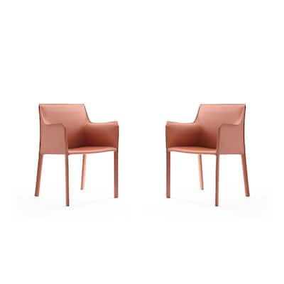 Paris Saddle Leather Dining Room Armchair (Set of 2)