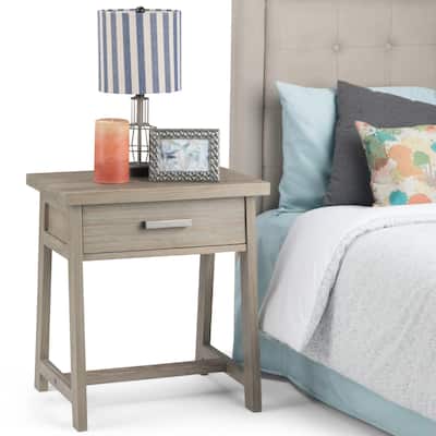 WYNDENHALL Hawkins SOLID WOOD 24 inch Wide Modern Industrial Bedside Nightstand Table