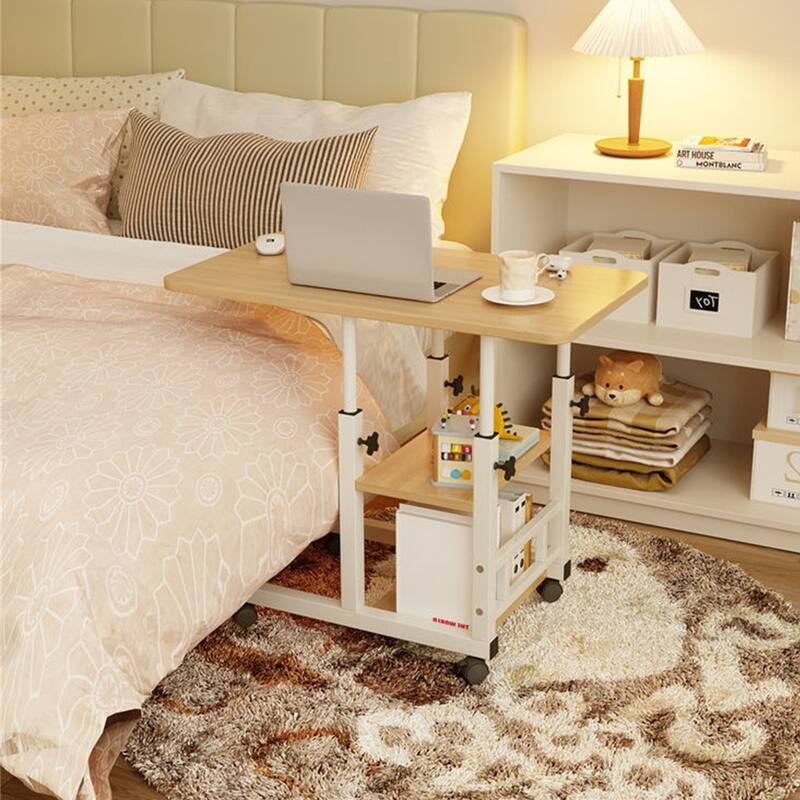 Small Mobile Standing Desk, Adjustable Height Portable Rolling Desk, Tiltable Desk C Shaped End Table For Couch