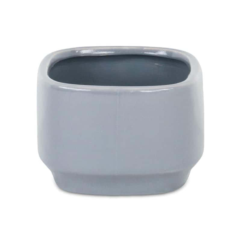 Elegora Wide Curved Straight Side Ceramic Pot - Gray