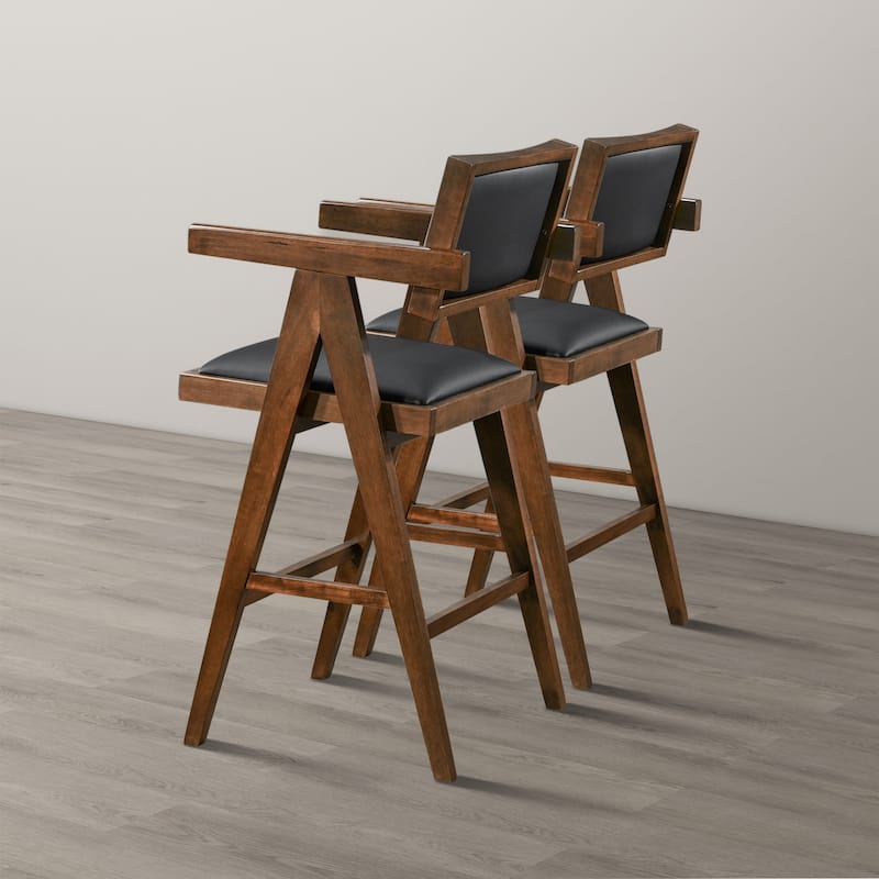 Sandy Contemporary Counter Chairs in Black Vegan Leather ( Set of 2)
