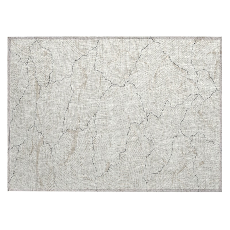 Machine Washable Indoor/ Outdoor Abstract Crackle Chantille Rug