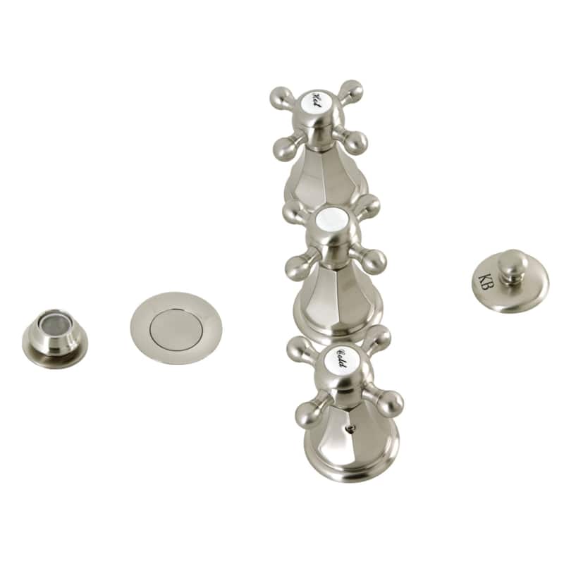Kingston Brass Metropolitan Three-Handle Deck Mount Bidet Faucet - Brushed Nickel